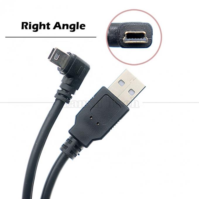 1m 2m 3m 5m 90 gradi L forma angolo destro sinistro USB 2.0 maschio a mini B 5 pin cavo di carica dati USB per fotocamera MP3 5