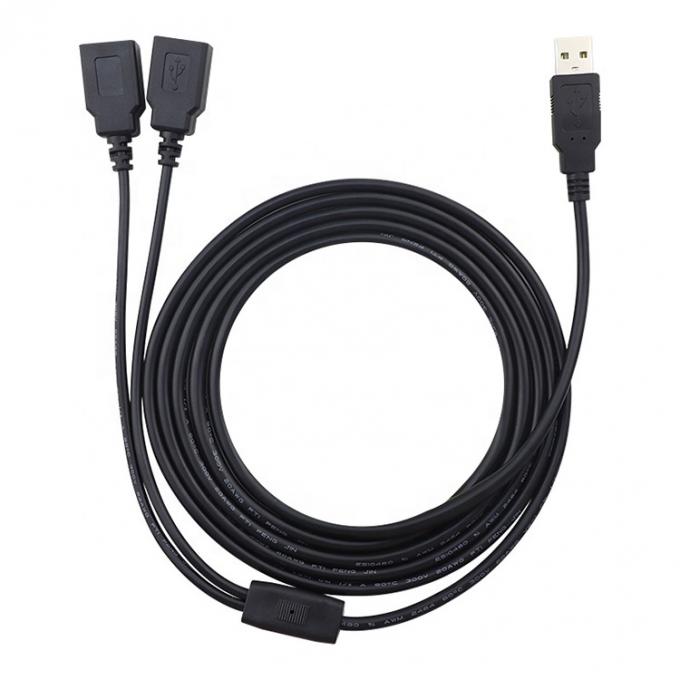 Custom OEM 2m 1 maschio a 2 femmine Y USB Splitter Cable per la ricarica 2