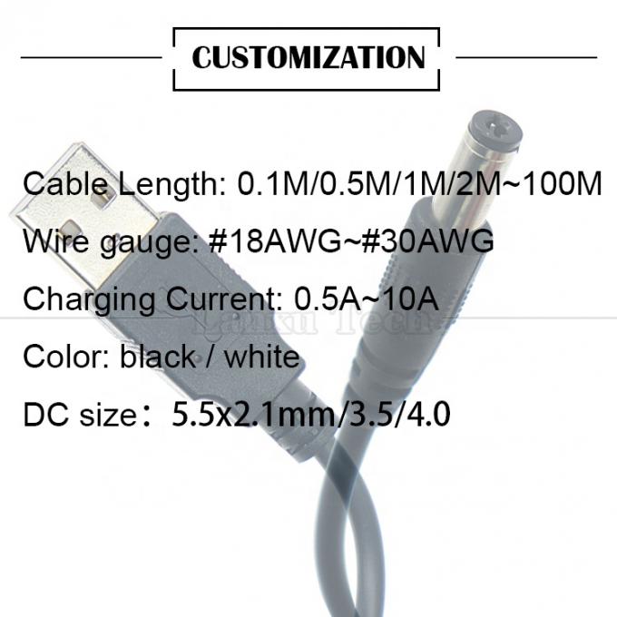 1m 3m 5m 10m 1A 2A 5A USB A Maschio a DC 5.5x2.1mm 3.5 1.35 4.0 1.7 Cavo caricabatterie Jack a canna per telecamera di CCTV a LED 6