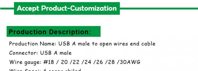 Protezione USB da maschio a 4 fili nudi cavo a punta aperta 2