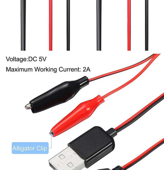 Connettore USB maschio femmina a doppio rame Clamps coccodrillo Clamps alligatore test porta cavo adattatore per circuito elettrico 1