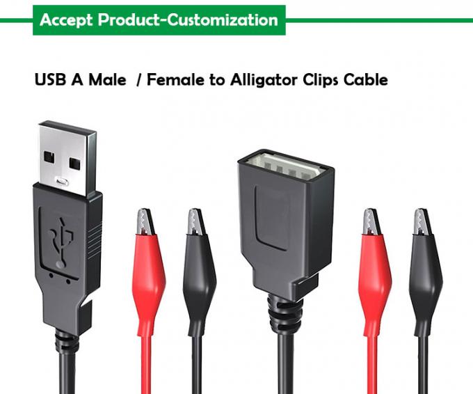 Connettore USB maschio femmina a doppio rame Clamps coccodrillo Clamps alligatore test porta cavo adattatore per circuito elettrico 0
