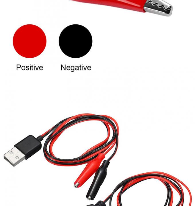 Connettore USB maschio femmina a doppio rame Clamps coccodrillo Clamps alligatore test porta cavo adattatore per circuito elettrico 3