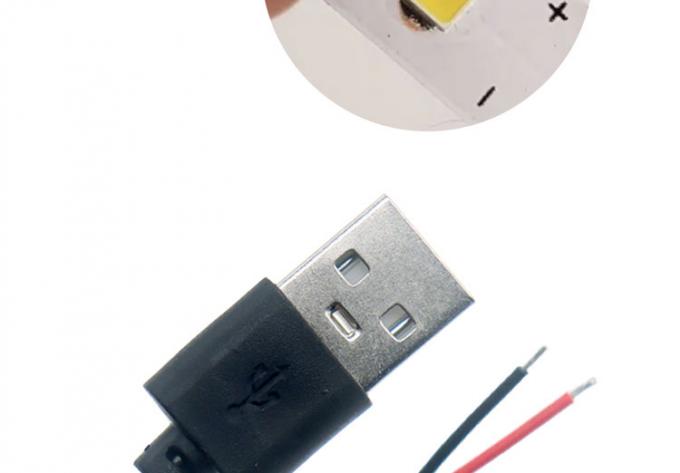 Alta qualità 5V USB 2.0 un maschio per aprire spogliato nudo 2 pin fili fine cavo pigtail per LED luce lampada a striscia 5