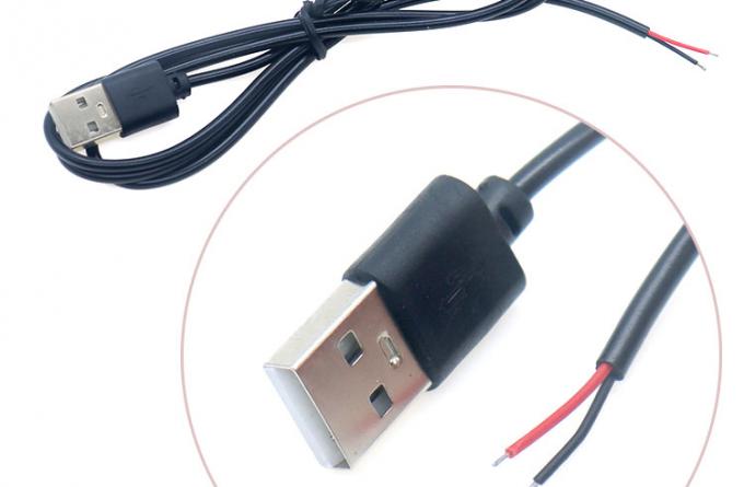 Alta qualità 5V USB 2.0 un maschio per aprire spogliato nudo 2 pin fili fine cavo pigtail per LED luce lampada a striscia 3