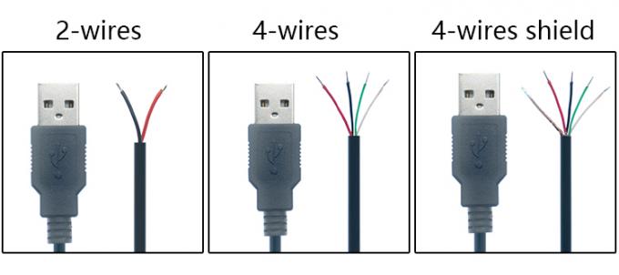 USB 2.0 personalizzato Tipo A Maschio a Stripped In scatola 2 3 4 fili Cable di ricarica dati a coda di porcellino 1