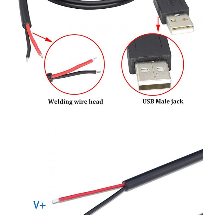 5V USB per aprire fili nudi in scatola a strisce End Pigtail Power Charger Cable per lampada a striscia a LED 4