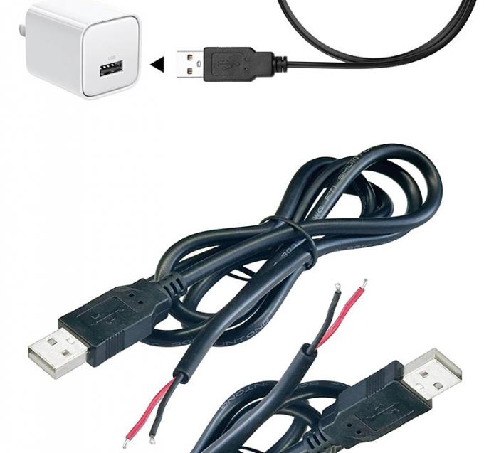 5V USB per aprire fili nudi in scatola a strisce End Pigtail Power Charger Cable per lampada a striscia a LED 7