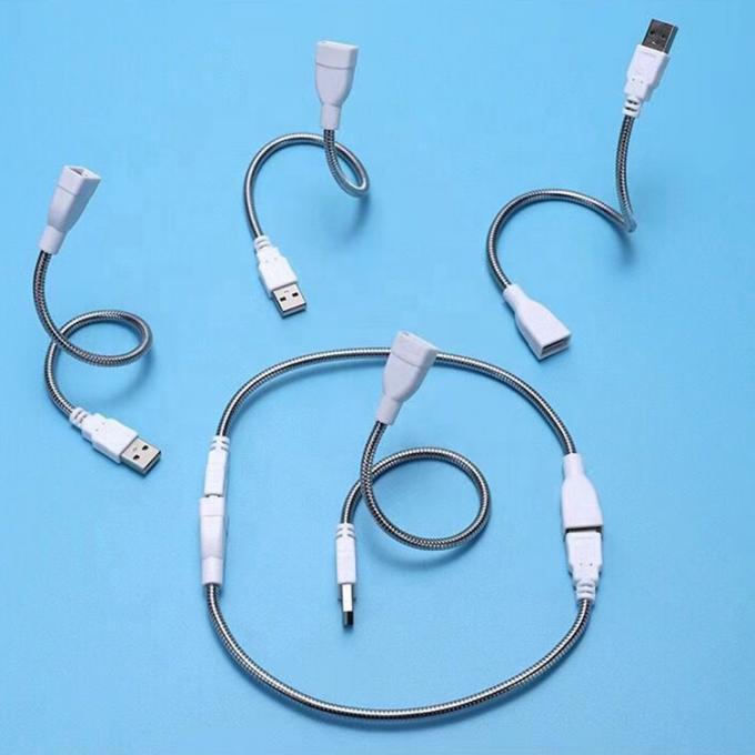 Flessibile tubo in metallo inossidabile maschio a femmina cavo di estensione dell'adattatore di ricarica USB per ventilatore a led 0
