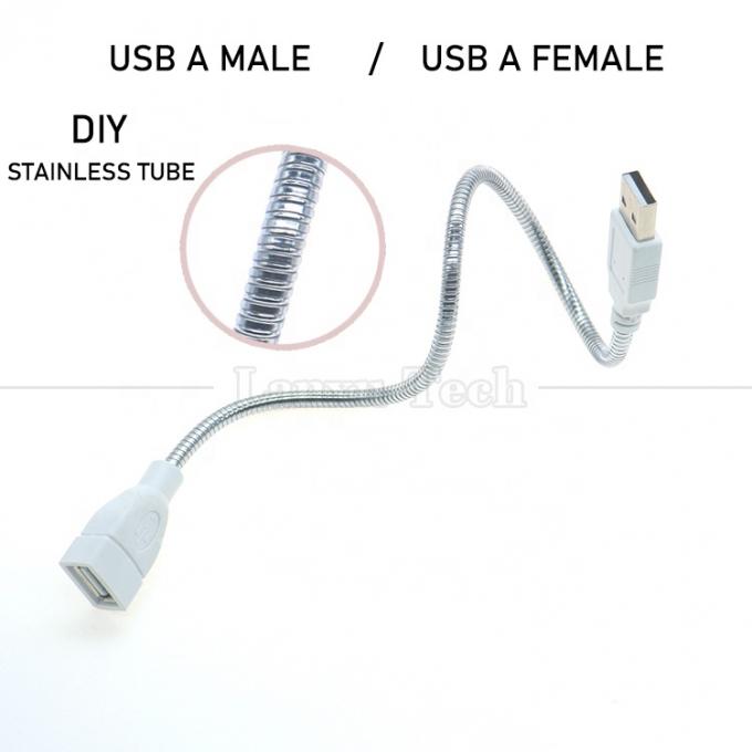 Flessibile tubo in metallo inossidabile maschio a femmina cavo di estensione dell'adattatore di ricarica USB per ventilatore a led 2
