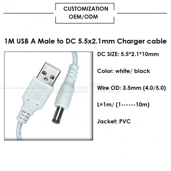 USB A Maschio a 2.1x5.5mm DC Jack a canna connettore cavo di ricarica per altoparlante del router 2