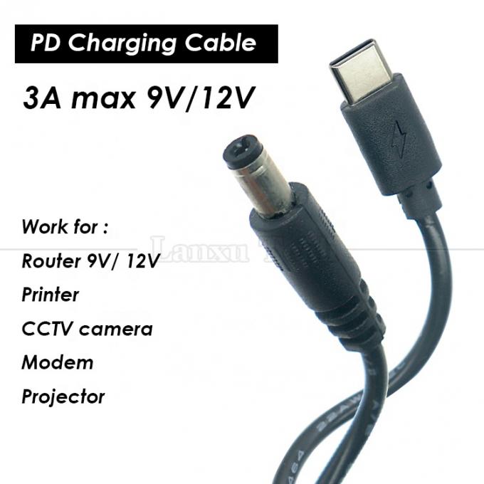 Carica 3A 9V 12V 15V 20V USB Tipo C a DC 5.5x2.1mm Jack Adapter Converter Cable per Wifi Router Modem Projector Camera 0