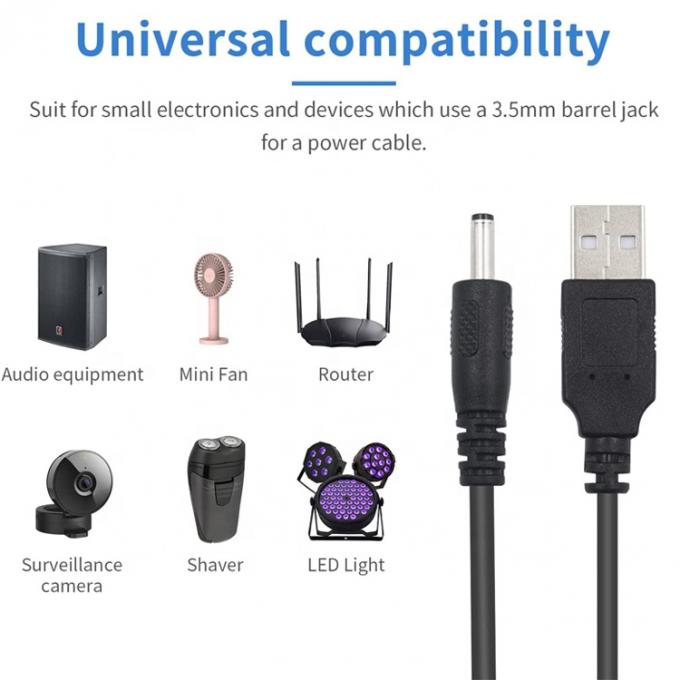 1 metro USB maschio a corrente continua Jack a canna 3,5 mm 1,35 mm Cavo di carica del router per altoparlante 5