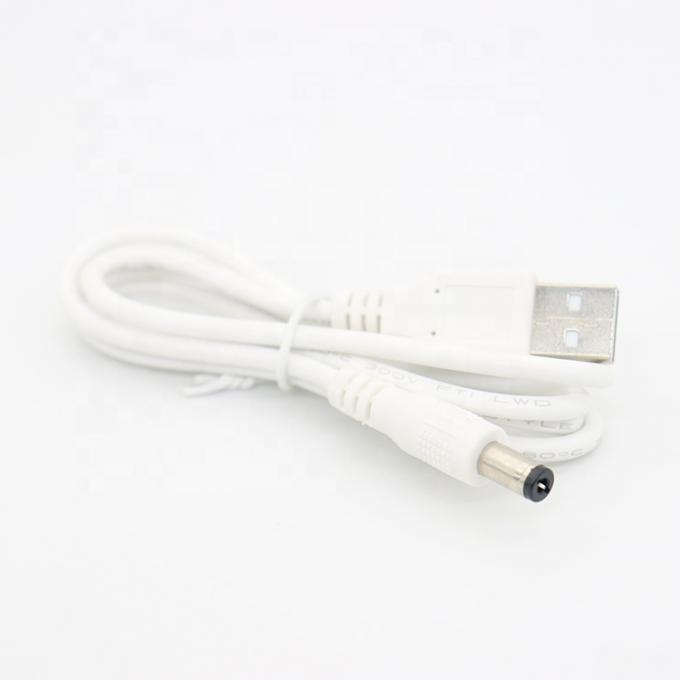 Bianco 1M 5V USB 2.0 A Maschio a Jack a canna a corrente continua 5.5X2.1mm Cavo di caricabatterie 2
