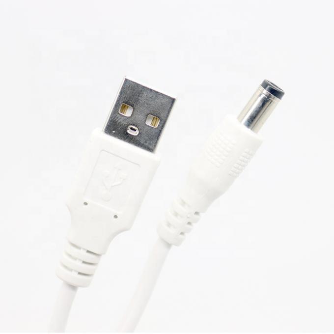 Bianco 1M 5V USB 2.0 A Maschio a Jack a canna a corrente continua 5.5X2.1mm Cavo di caricabatterie 5