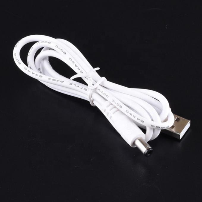 Bianco 1M 5V USB 2.0 A Maschio a Jack a canna a corrente continua 5.5X2.1mm Cavo di caricabatterie 6