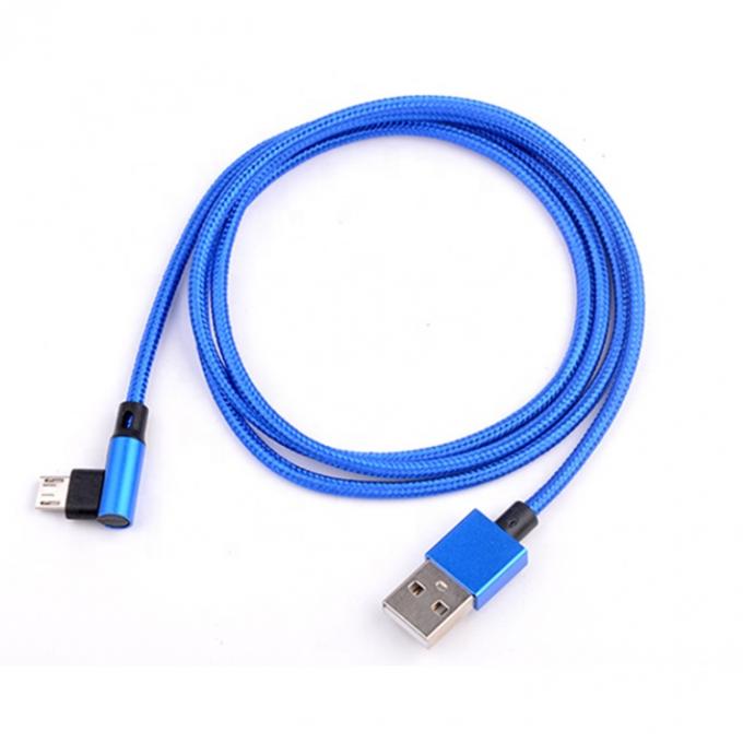 Carica veloce 2.4A Nylon intrecciato L forma angolo sinistro Micro b a USB Un cavo di carica dati maschio per telefono 0