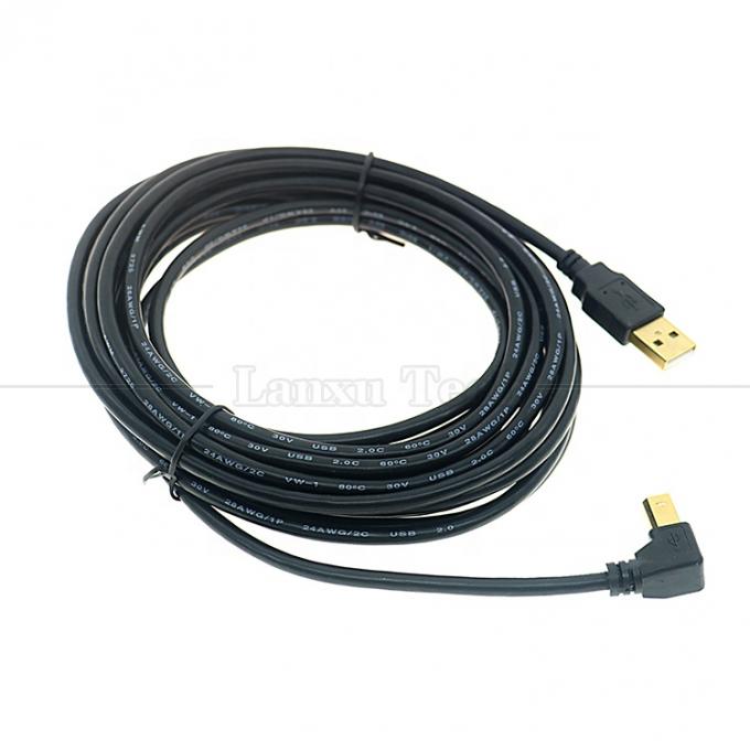 Destra sinistra verso l'alto verso il basso angolo 90 gradi angolo USB A a USB B cavo per scanner stampante 0