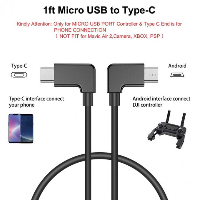 90° Micro B a tipo C Cable USB per UAV 1