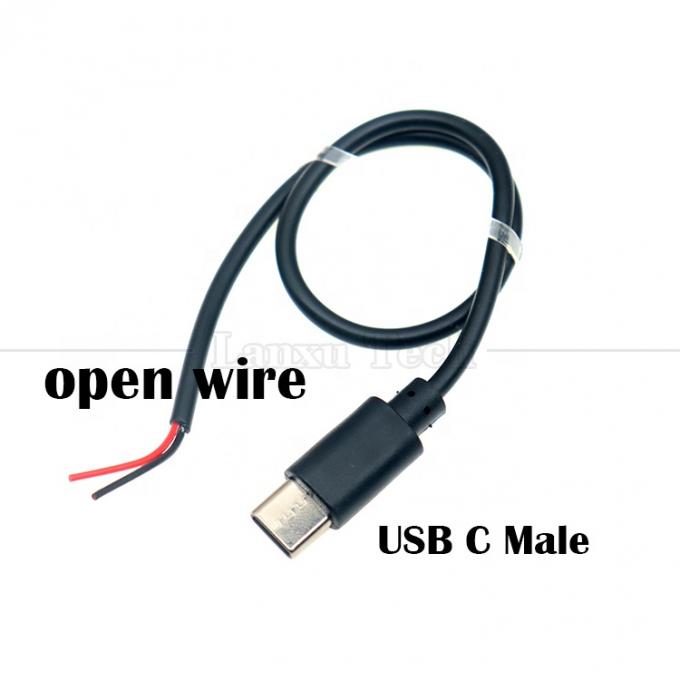 Carica dati personalizzata 2 4 Core USB Tipo C Maschio Femmina a Stripped Open Wire End Pigtail Cable 1