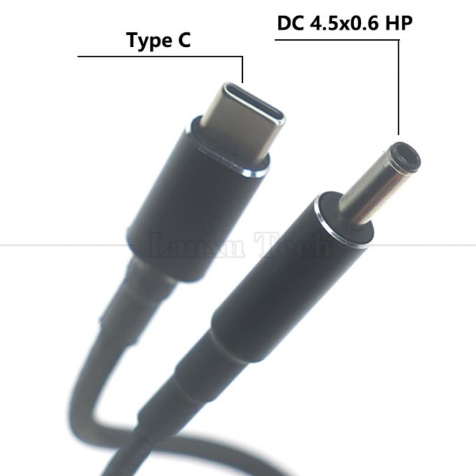 Nylon intrecciato 100W 20V 5A PD Tipo C a DC 4.5x3.0 7.4x0.6 Adapter Cable di ricarica per HP Dell Lenovo Asus Acer Samsung Laptop 1