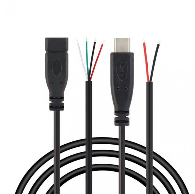 OEM 2 4 Core USB Tipo C Maschio Femminile a Stripped Open Wire End Pigtail Cable 5