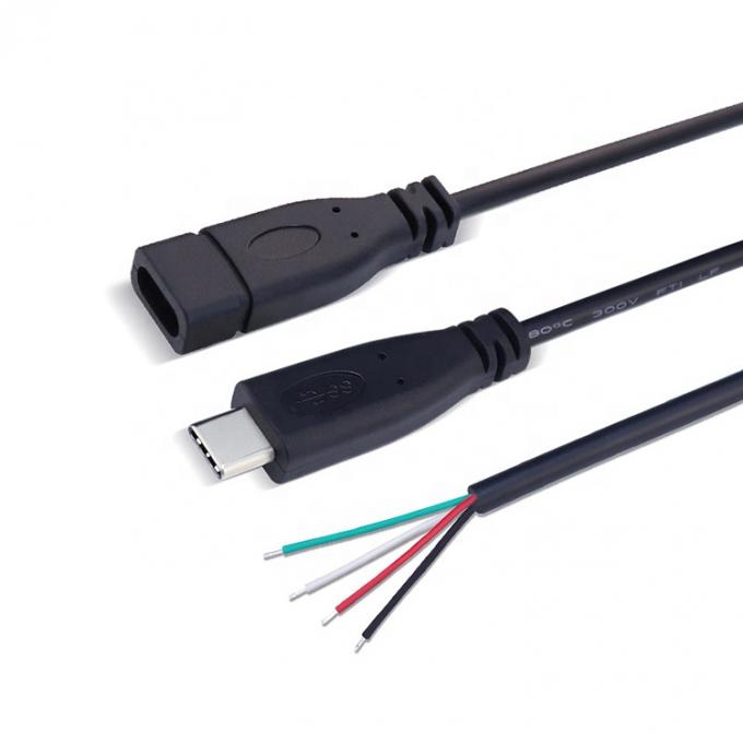 OEM 2 4 Core USB Tipo C Maschio Femminile a Stripped Open Wire End Pigtail Cable 4