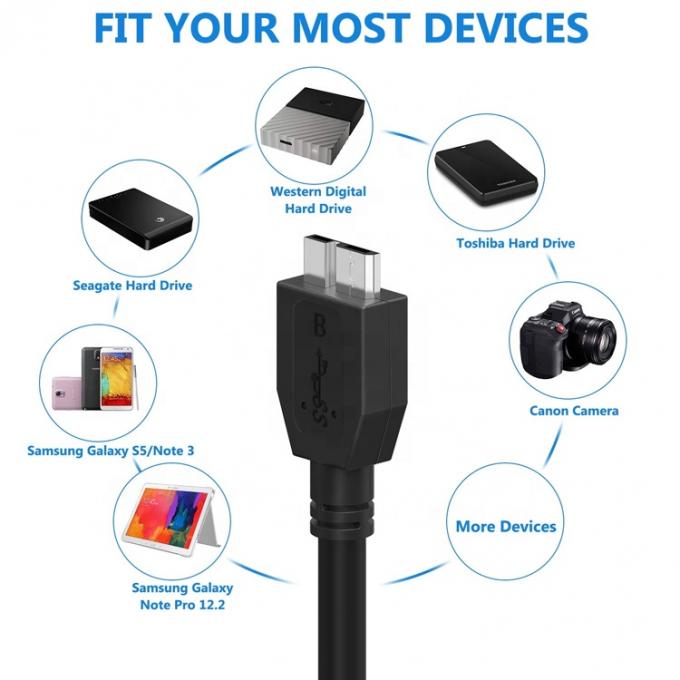 Carica dati ad alta velocità 5 Gbps Micro USB 3.0 Cavo da A a Micro B per Samsung Sdd Hdd Hard Disk 5