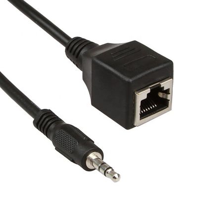 comprare 3.5mm Stereo Jack a RJ45 Female Socket Cat5 Cat6 Ethernet Extender Audio Cable online manufacture