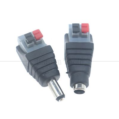 comprare Press Button Solderless DC 5.5*2.1mm Maschio Femminile Jack a 2p Wire Connection Cable Connector Power Adapter per LED Strip Camera online manufacture