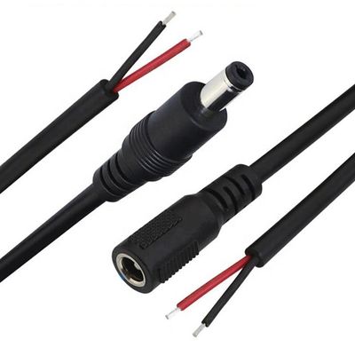 comprare Maschio Femminile 5.5x2.1mm 5.5x2.5mm 3.5x1.35mm DC Plug Jack Socket to Open Bare Pigtail Wires End Cable for LED CCTV Security Camera online manufacture