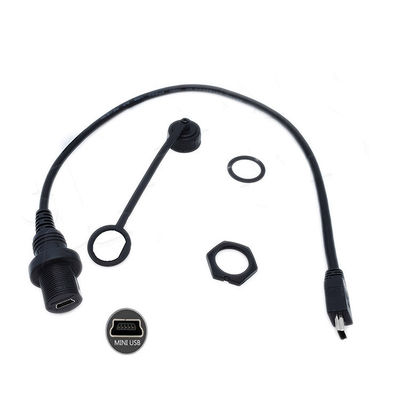 comprare Mini USB Maschio a Micro USB Femminile cavo di estensione impermeabile con pannello di montaggio a scarico per auto camion barca computer moto online manufacture