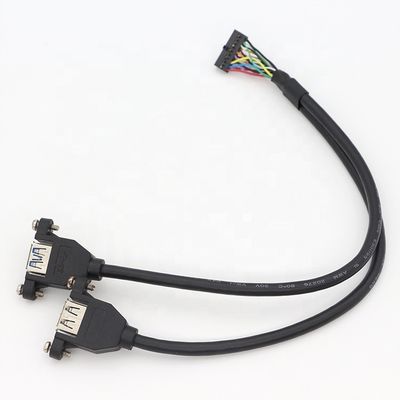 comprare Y Splitter Screw Locking Stud Dual USB 3.0 Tipo A Female Panel Mount Cavo USB con Molex online manufacture