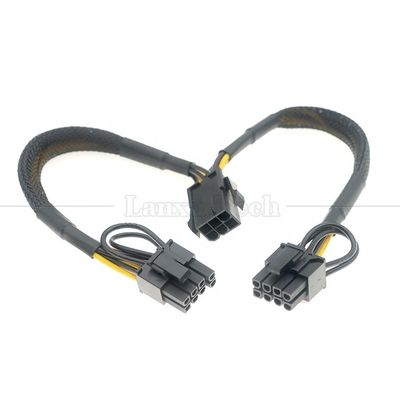Sleeved 18AWG Pure Cooper Y Splitter 6 Pin to Dual 8 Pin 6+2 PCI Express Power Adapter Estensione cavo PCIe per GPU