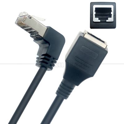 Angolo di 90 gradi RJ45 maschio a RJ45 femmina Socket Cat5e Ethernet Lan Cable