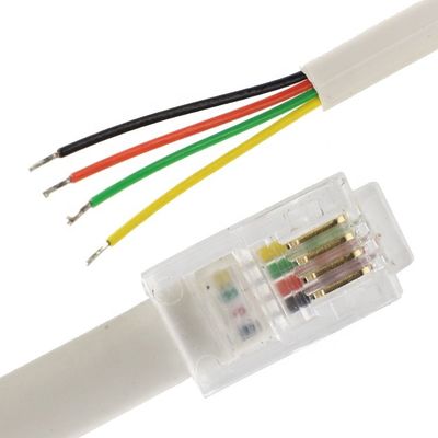 OEM 1m Bianco Nero RJ9 RJ11 Maschio 4p4c a cavo aperto