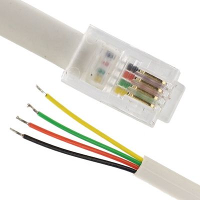 OEM 1m 2m 3m Bianco RJ9 RJ11 Maschio 4p4c a filo stagnato a striscia cavo a fine aperto
