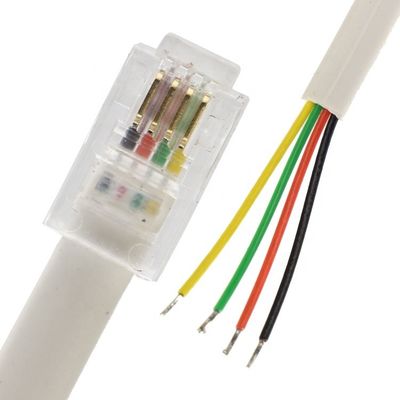 Personalizzazione 1m 2m 3m RJ9 RJ11 Maschio 4p4c a filo stagnato spogliato cavo a fine aperto
