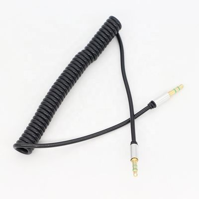 CUSTOM 1M 2M 3M bobina a molla maschio a maschio 3.5mm Jack Stereo Aux Audio Cable