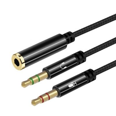 Splitter di alta qualità da 1 femmina a 2 maschi Headset 3,5 mm Jack Audio Mic Cable