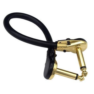 1/4 di pollice oro angolo destro mono TS Jack strumento cordone chitarra patch cavo