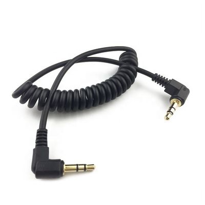 OEM bobinato 1m maschio a maschio 90 gradi angolo destro 3,5 mm TRS stereo audio jack cavo