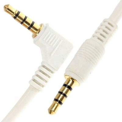 Collegatore in oro bianco su misura Maschio a maschio angolo destro 3,5 mm Jack TRRS Plug Stereo Audio Cable