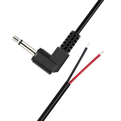 90 gradi angolo destro 2 poli TS 3.5mm Jack audio stereo a coda di porcellino spogliato in scatola cavo termico a filo nudo