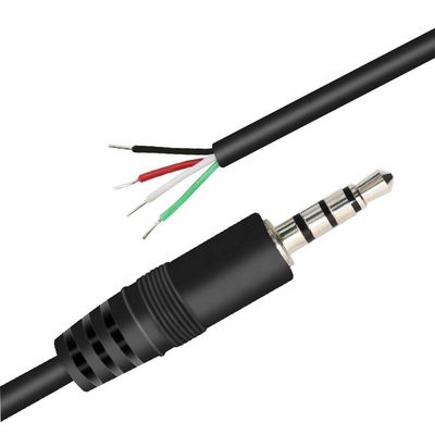 Custom 4 Poles TRRS 3.5mm Stereo Audio Jack a Stripped Pigtail Tinned Bare Wire End Cable