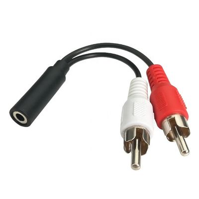 Splitter femminile 3.5mm Aux Audio Jack a 2 RCA maschio cavo AV per altoparlante