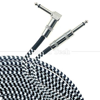 Cable per chitarra elettrica a treccia di alta qualità 3M 10FT angolo destro a retto 1/4 pollice TS Jack Instrument