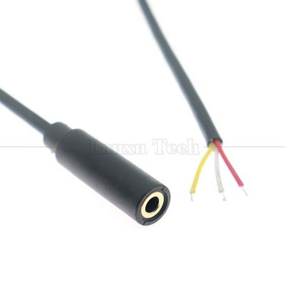 Ricoperto d'oro 3,5 mm TRS 3 Ploes Shield Jack audio femminile a fili spoglia stagnato cavo a fine aperto