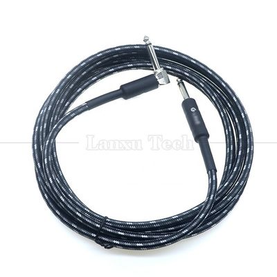 L forma 90 gradi angolo retto verso l'alto durabile giacca intrecciata 6.35mm Ts Jack strumento chitarra elettrica patch cavo audio