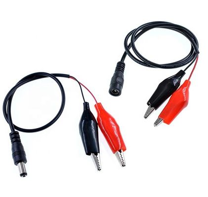 30cm DC 5.5x2.1mm Maschio femmina a doppio clip alligatore alimentato da cavo DC